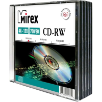 Диск CD-RW Mirex 700Mb, 4x-12x, Slim, UL121002A8F, 5шт/уп
