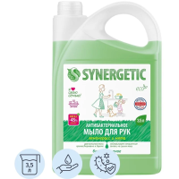 Мыло жидкое Synergetic Лемонграсс и мята антизапах 3,5л,  антибактериальное, канистра 105201