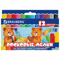 Мелки восковые Brauberg 12 цветов, на масляной основе