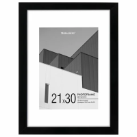 Рамка 21х30 см с паспарту 15х21 см небьющаяся, багет 20 мм, пластик, BRAUBERG 'New Age', черная, 391275