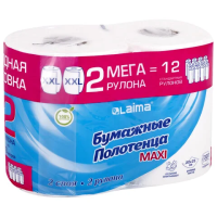 Бумажные полотенца Laima 2 слоя, 2 рулона, 80м, белые, 116377