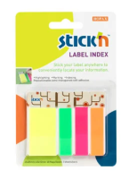 Клейкие закладки пластиковые Stick'n Стрелка, 45х12мм, 45х25мм, 4цвета по 10 листов, неоновые