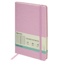 Записная книжка Brauberg Metropolis Special розовый, А5, 80 листов, в клетку, на сшивке, под кожу