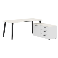 Стол руководителя с тумбой JCT 1818(R) Ясень белый/Антрацит 1800х1800х750 JAY