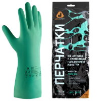 Перчатки нитриловые КЩС JETA SAFETY, хлопчатобумажное напыление, размер 8, M (средний), зеленые, JN711, JN711-08-M