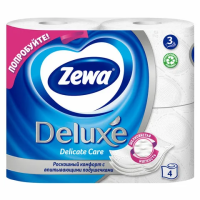 Туалетная бумага Zewa Deluxe 3 слоя, 4 рулона, 21 м, белая