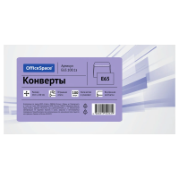 Конверт E65, OfficeSpace, 110*220мм, б/подсказа, б/окна, отр. лента, внутренняя запечатка, термоусадка
