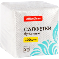 Салфетки бумажные Officeclean 24х24см, 100шт, 2 слоя, белые