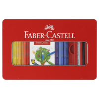 Карандаши цветные Faber-Castell 'Grip', 48цв., трехгран., заточ.+ч/г кар. Grip+точилка+кисть, метал. коробка