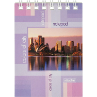 Блокнот Attache Colors of city, А7, 40 листов, в клетку, на спирали, ламинированный картон