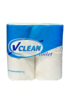 Туалетная бумага Vclean 2 слоя, 4 рулона, 50 м, белая