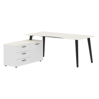 Стол руководителя с тумбой JCT 1818(L) Ясень белый/Антрацит 1800х1800х750 JAY