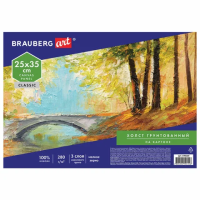 Холст грунтованный Brauberg 25x35см, 280 г/м2, хлопок, мелкое зерно