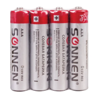 Батарейка Sonnen ААА R03, 1.5В, солевая, 4шт/уп