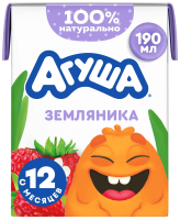 Коктейль молочный детский Агуша Земляника 2% с 12 месяцев, 190мл