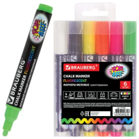 Маркер для досок Brauberg Pop-Art 6 цветов, 5мм, круглой наконечник, сухостираемые