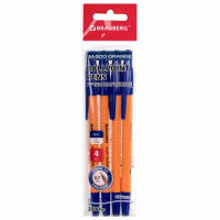 Набор шариковых ручек Brauberg M-500 Orange синие, 0.35мм, 4шт/уп, оранжевый корпус