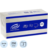 Салфетки бумажные Luscan 24х24см, 250шт, 2 слоя, белые
