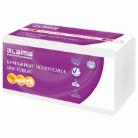 Бумажные полотенца Laima Premium Unit H3, 2 слоя, V-сложение, 200лист, белые