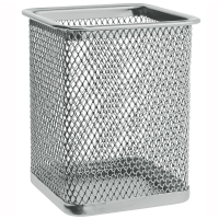 Стакан для ручек Erich Krause Steel 95х80мм, серая, квадратная, металлическая сетка