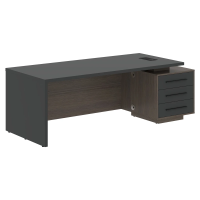 Стол руководителя с тумбой VCT 2290(R) Яшма черный/Дуб Сильвер 2200х900х750 VELION
