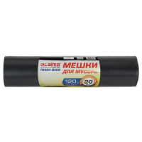 Мешки для мусора LAIMA 'ULTRA' 120 л, черного цвета, рулон 20 шт., сверхпрочные, ПСД 60 мкм, 70х110 см, 607697