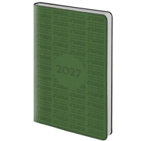 Ежедневник датированный 2027 А5 138х213мм BRAUBERG Aura, под кожу, гибкий, зеленый, 117932
