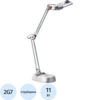 Светильник настольный Camelion KD-017A серебристый, на подставке/ струбцине, люминесцентный