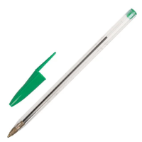 Шариковая ручка Staff Basic Budget BP-02 зеленая, 0.5мм, прозрачный корпус