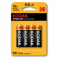 Батарейки алкалиновые 'пальчиковые' КОМПЛЕКТ 4 шт., KODAK Xtralife Alkaline, АА (LR6, 24А), блистер, Б0014328