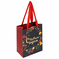Пакет подарочный (1 штука) новогодний 11x6x15 см, ЗОЛОТАЯ СКАЗКА 'New Year', фольга, 608228