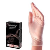Перчатки виниловые Benovy р.S, прозрачные, 50 пар НДС22% (без ЧЗ)