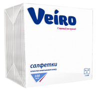 Салфетки бумажные Veiro Professional Comfort 24х24см, 100шт, 1 слой, белые