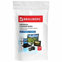 Салфетки чистящие для мониторов Brauberg 100шт/уп, запасной блок, 511685