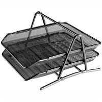 Лоток горизонтальный для бумаг Erich Krause Steel 350х295х185мм, 2 секции, черный