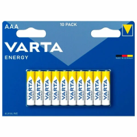 Батарейки алкалиновые 'мизинчиковые' КОМПЛЕКТ 10 шт., VARTA ENERGY, ААА (LR03,15А), блистер, 4103229491