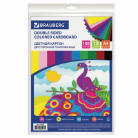 Цветной картон Brauberg Kids Series 10 цветов, А4, 100 листов, двухсторонний, тонированный
