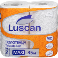 Бумажные полотенца Luscan Maxi 2 слоя, 2 рулона, 35м, белые