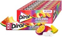 Жевательная резинка Dirol Colors XXL без сахара ассорти Фруктовых вкусов, 19г х 18 шт