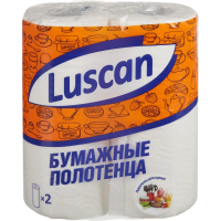 Бумажные полотенца Luscan 2 слоя, 2 рулона, 12,5м, белые с тиснением