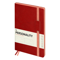 Ежедневник недатированный, B5, 136л., мягкий переплет, кожзам, BG 'Personality. Red', красный, цветной срез, на резинке, карман