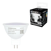 Лампа светодиодная SONNEN EXTRA, 10 (90) Вт, GU5.3, софит, нейтральный белый, 30000 ч, LED MR16-GU5.3-10W-4000, 457919