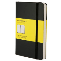 Записная книжка Moleskine Classic Pocket черный, 90х140мм, 96 листов, в клетку, на сшивке, с резинкой, твердая обложка
