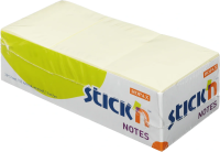Блок для записей с клейким краем Stick'n желтый, пастельный, 38x51мм, 100 листов