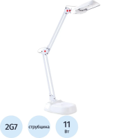 Светильник настольный Camelion KD-017A белый, на подставке/ струбцине, люминесцентный