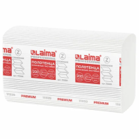 Бумажные полотенца Laima Premium H2, 2 слоя, Z-сложение, 200лист, белые, 21 пачка, 111339