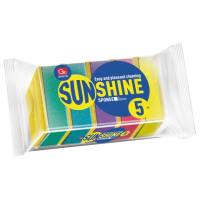 Губки для посуды 80х56х27 мм, КОМПЛЕКТ 5 шт., поролон/абразив, 'Sunshine', GRIFON, 910-004