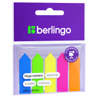 Флажки-закладки пластиковые Berlingo 'Ultra Sticky', 12*44мм, стрелки, 25л*5 неоновых цветов