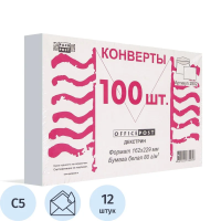 Конверт почтовый Officepost С5 белый, 162х229мм, 80г/м2, 100шт, декстрин