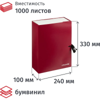 Архивная папка на завязках Attache красная, 100мм, складная, бумвинил